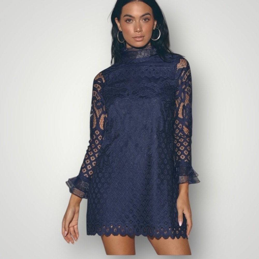 Lulu's Navy Lace Mini Dress
